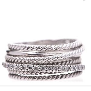 DAVID YURMAN SS Diamond 11mm Wide Cable Ring 8